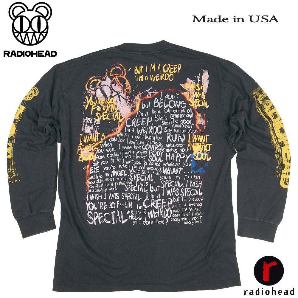 radiohead レディオヘッド ロンT 長袖 Tシャツ ブラック Lサイズ Made