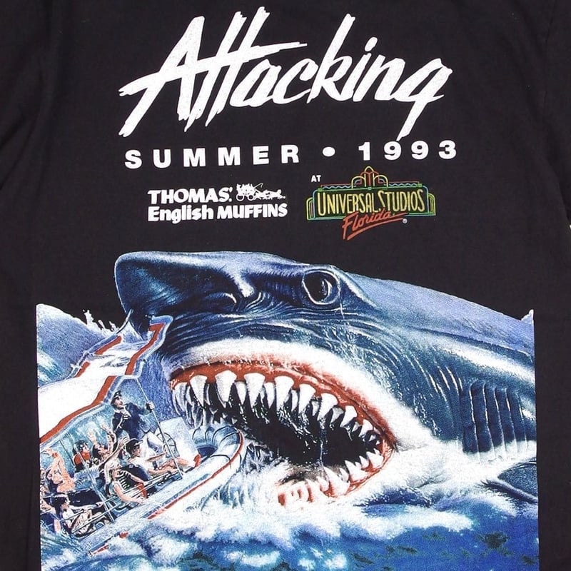 ユニバーサル映画「JAWS」公式プロモTシャツ2XL universal ユニバ 希少 ユニバーサルスタジオジャパン USJ ジョーズ JAWS Tシャツ