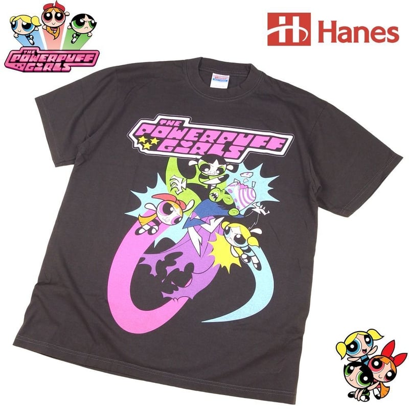 THE POWERPUFF GIRLS パワーパフガールズ Tシャツ チャコール Lサイズ