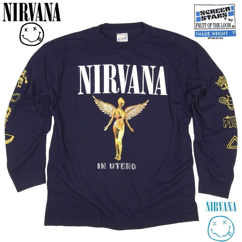 NIRVANA ニルバーナ ロンT 長袖 Tシャツ IN UTERO ネイビー