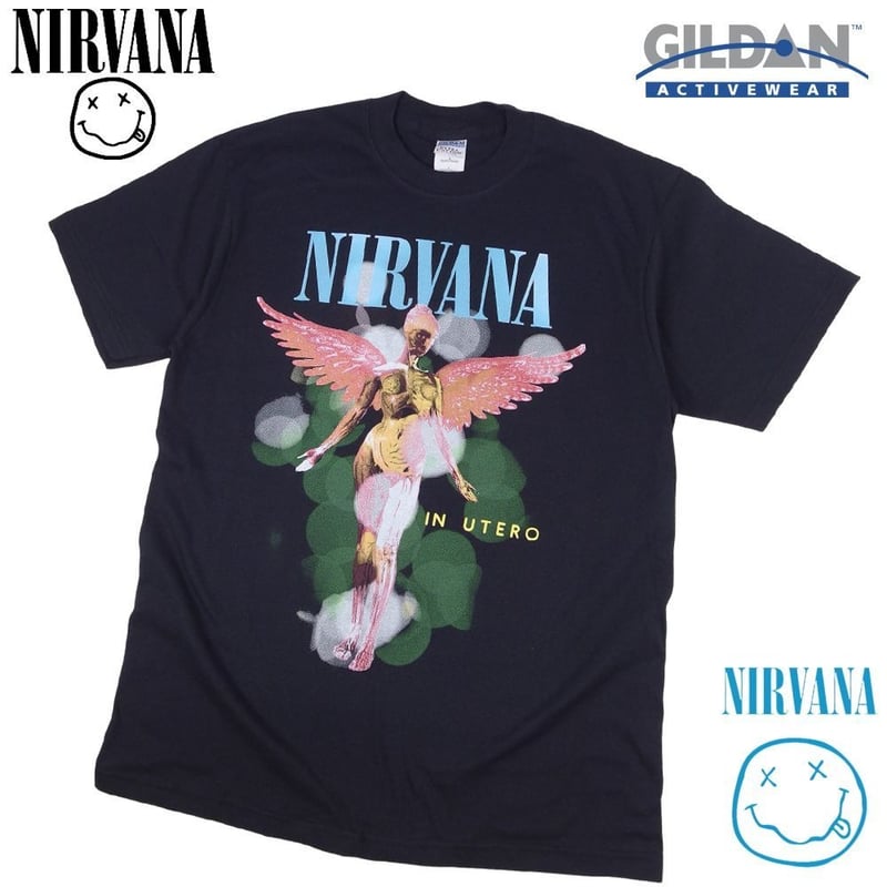 新品未開封 NIRVANA Tシャツ ユーテロ ニルヴァーナ L NIRVANA ニルバーナ Tシャツ IN UTERO ブラック ニルヴァーナ バンドT