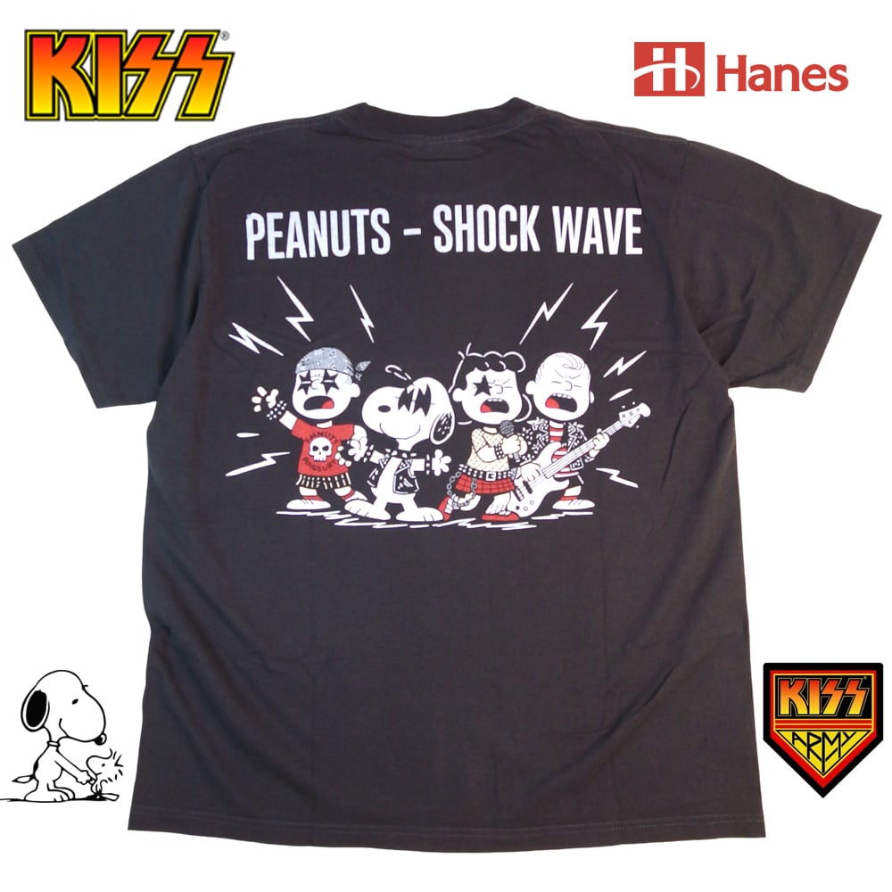 KISS キッス Tシャツ Hanes製 チャコール バンドT PEANUTS ロックT 半袖