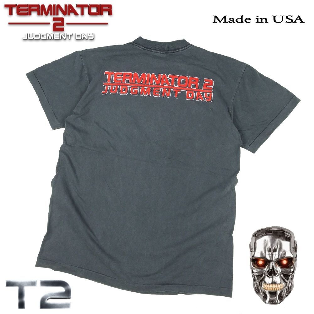 90s ターミネーター2 ムービーT シングルステッチ フェードブラック L TERMINATER 2 ターミネーター Tシャツ 1991年 ムービーT USA製 チャコー