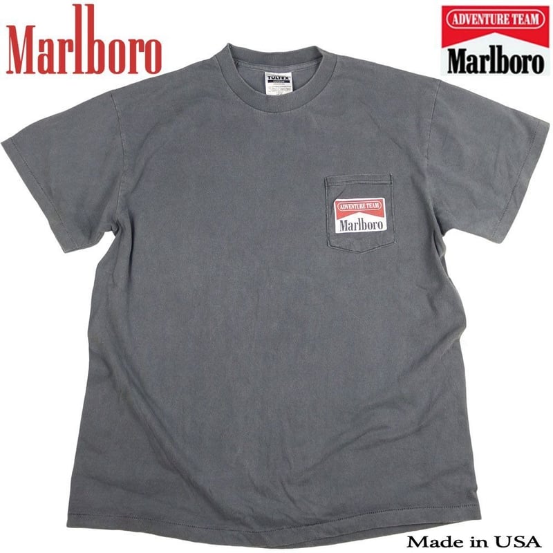 Marlboro マールボロ Tシャツ チャコール ポケ付き Snake Pass