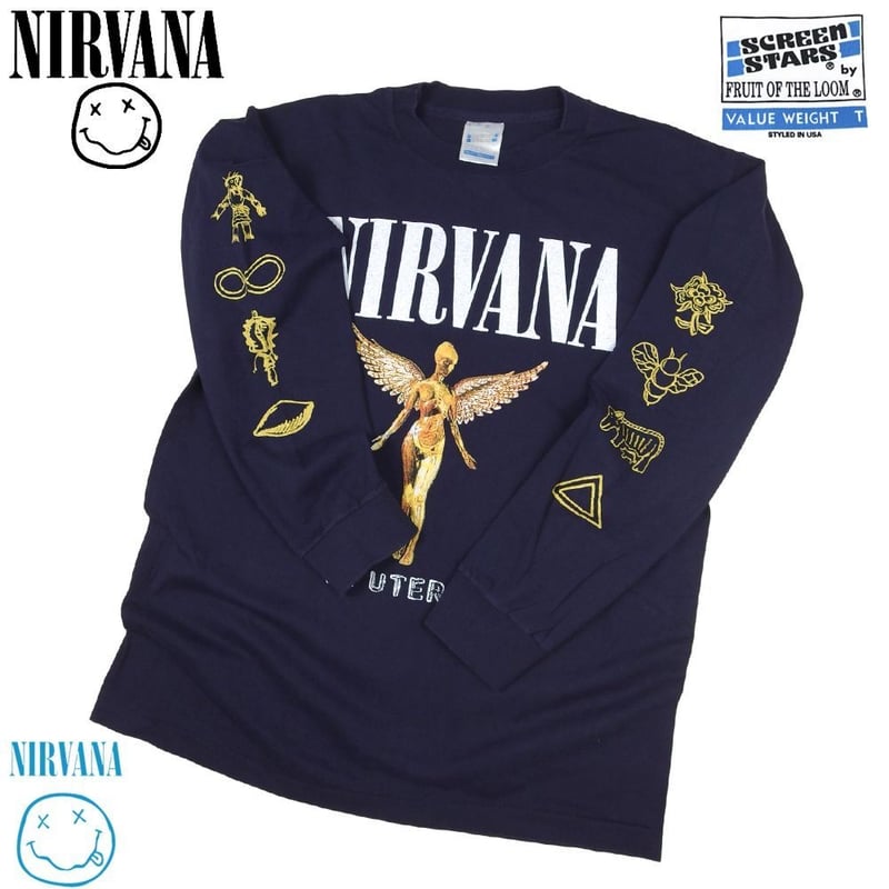NIRVANA ニルバーナ ロンT 長袖 Tシャツ IN UTERO ネイビー