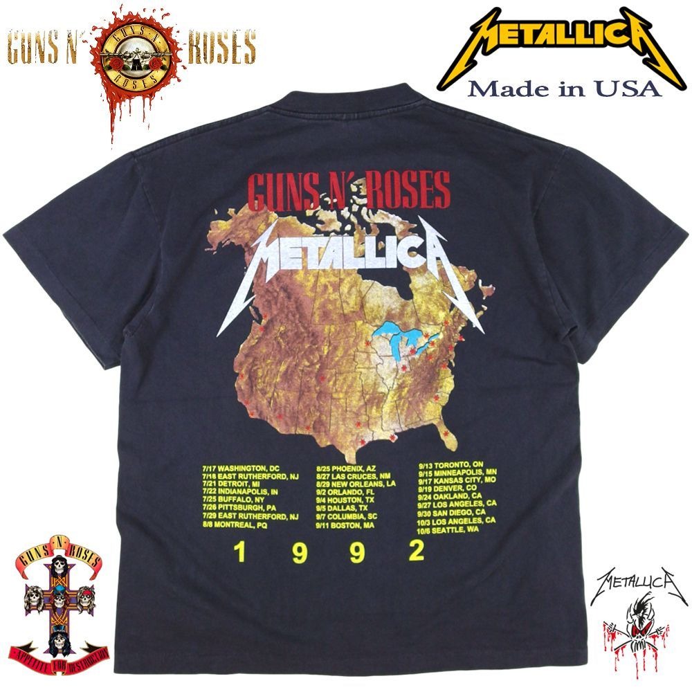 METALLICA Tシャツ GUNS N' ROSES ガンズアンドローゼス ブラック US