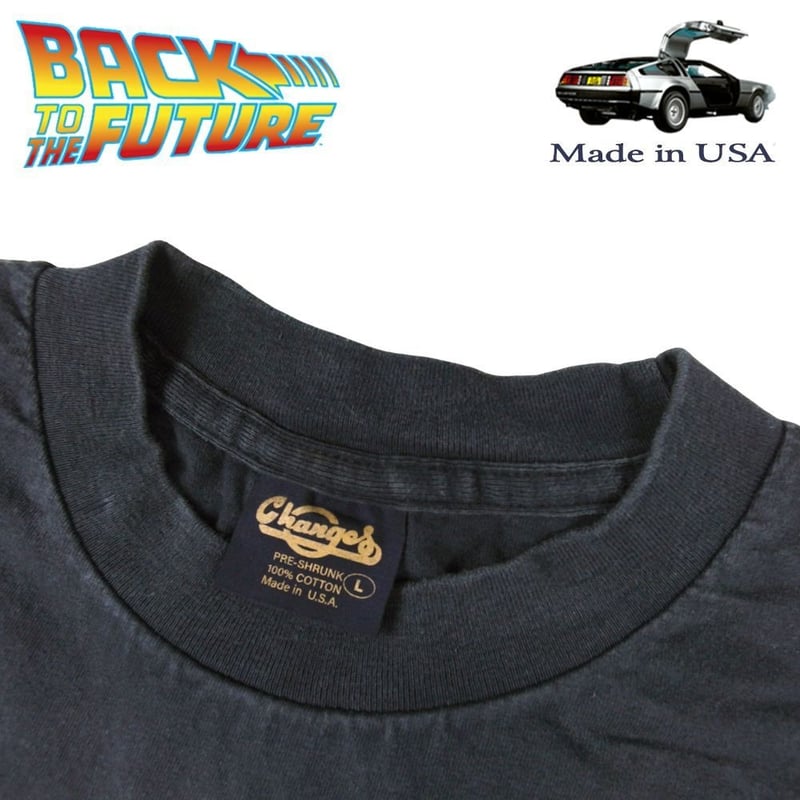 バックトゥザフューチャー　デロリアン　ムービーTシャツ　Lサイズ　ブラック　古着 バックトゥザフューチャー デロリアン ムービーTシャツ ブラック