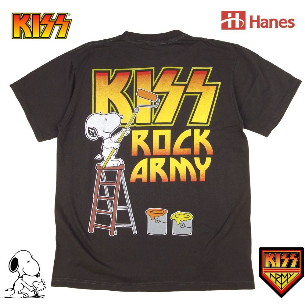 KISS キッス Tシャツ Hanes製 チャコール バンドT PEANUTS ロックT 半袖