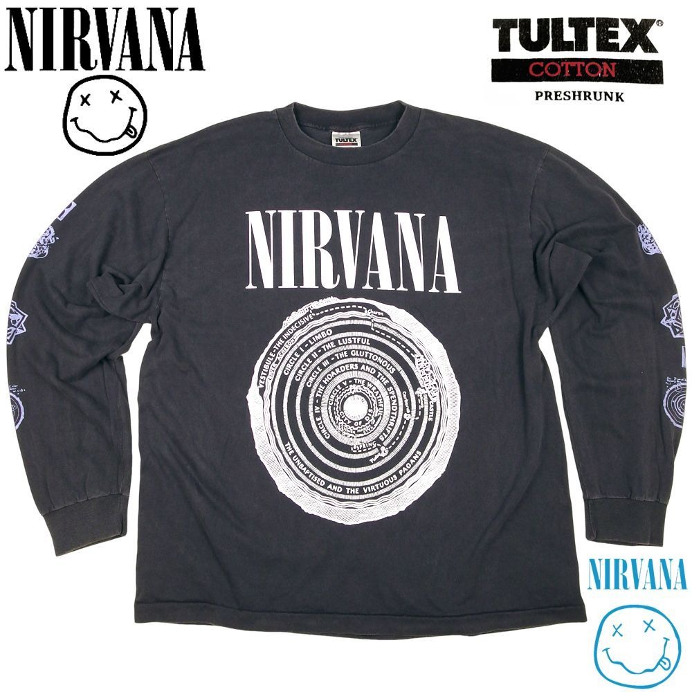 NIRVANA ニルヴァーナ カートコバーン tシャツ ロンT XL 黒 NIRVANA ニルバーナ ロンT 長袖 Tシャツ TULTEX製 ブラック