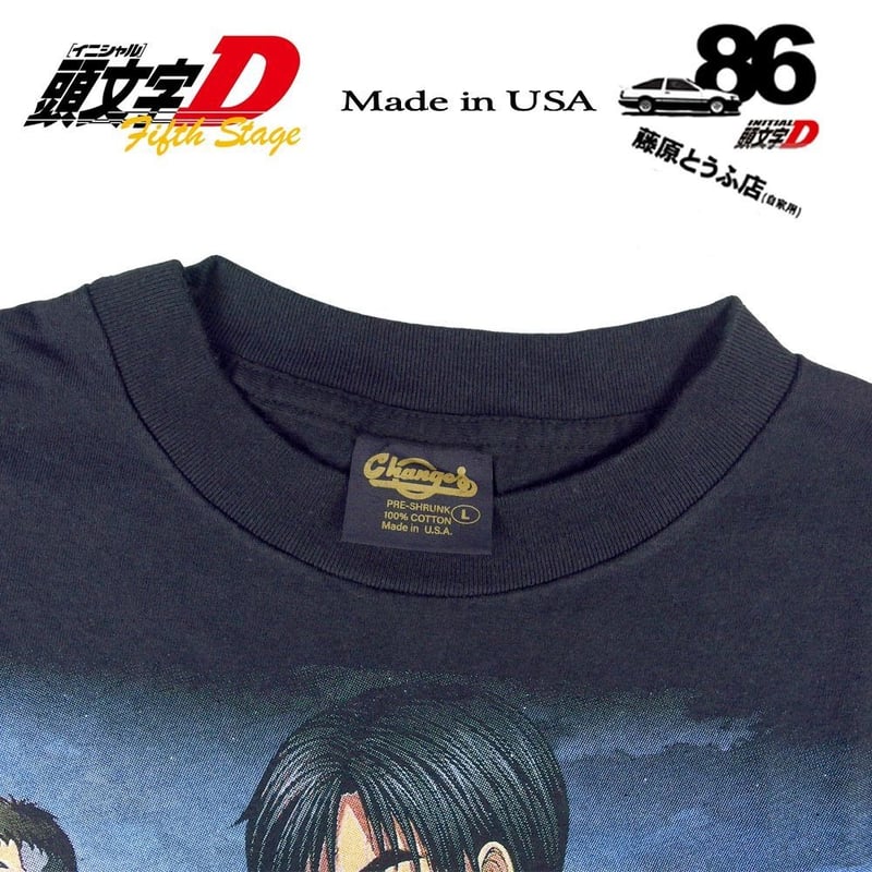 頭文字D イニシャルD アニメ Tシャツ USA initial ブラック Lサイズ