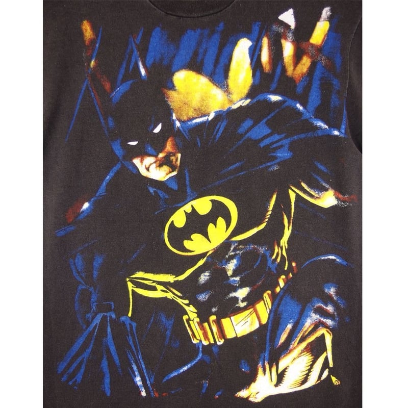 80's DCコミック アメコミ バッドマン Tシャツ フェード 墨黒 USA製 89年 BATMAN Print S/S Tee 黒 L 80s バットマン Tシャツ