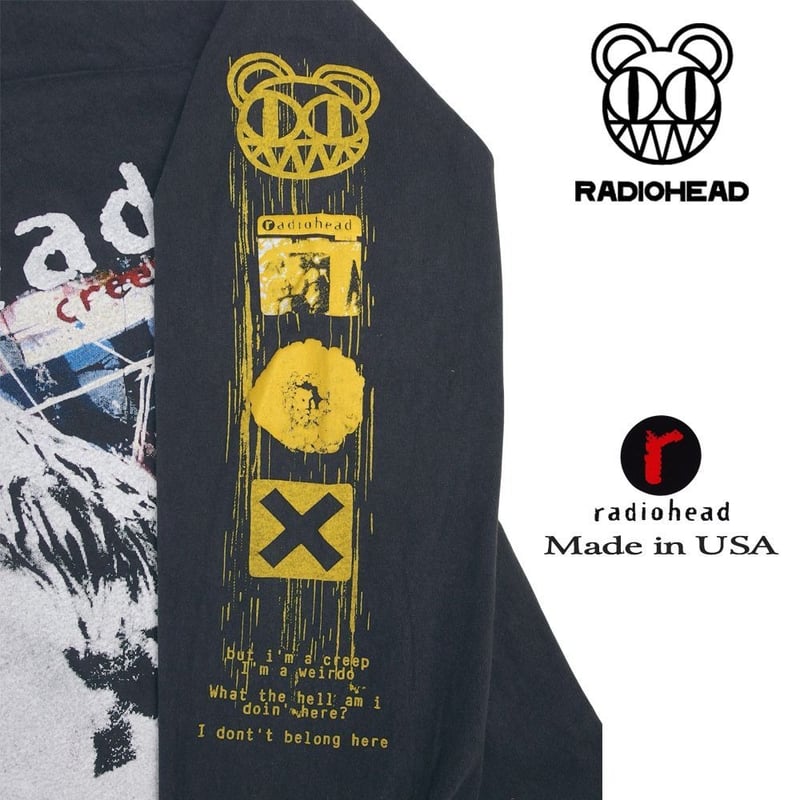 radiohead レディオヘッド ロンT 長袖 Tシャツ ブラック Lサイズ Made