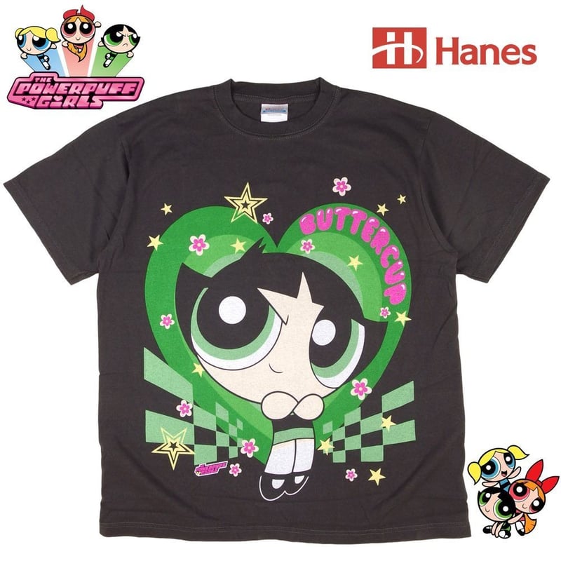 THE POWERPUFF GIRLS パワーパフガールズ Tシャツ チャコール Lサイズ T