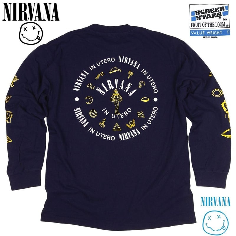 NIRVANA ニルバーナ ロンT 長袖 Tシャツ IN UTERO ネイビー