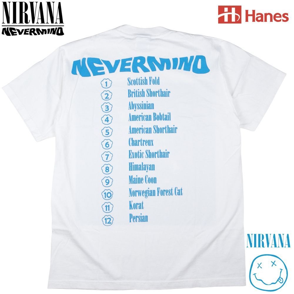 ★ライアン★　ニルヴァーナ NIRVANA バンドＴシャツ Hanes NIRVANA ニルヴァーナ Tシャツ Hanes製 ホワイト ニルバーナ NEVERMIND