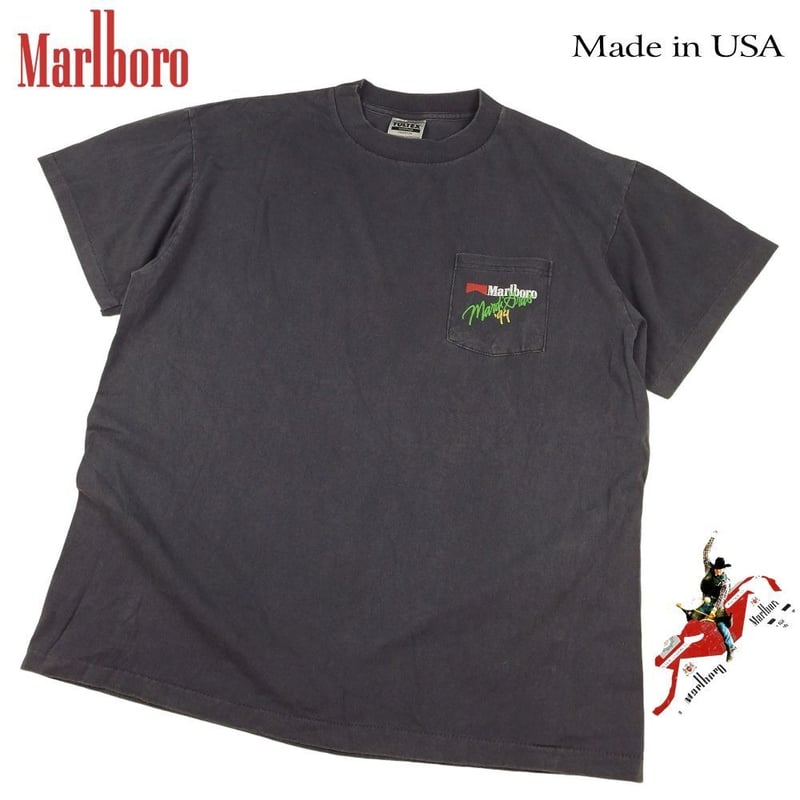 Marlboro マールボロ Tシャツ ブラック ポケ付き cowboy Mardi