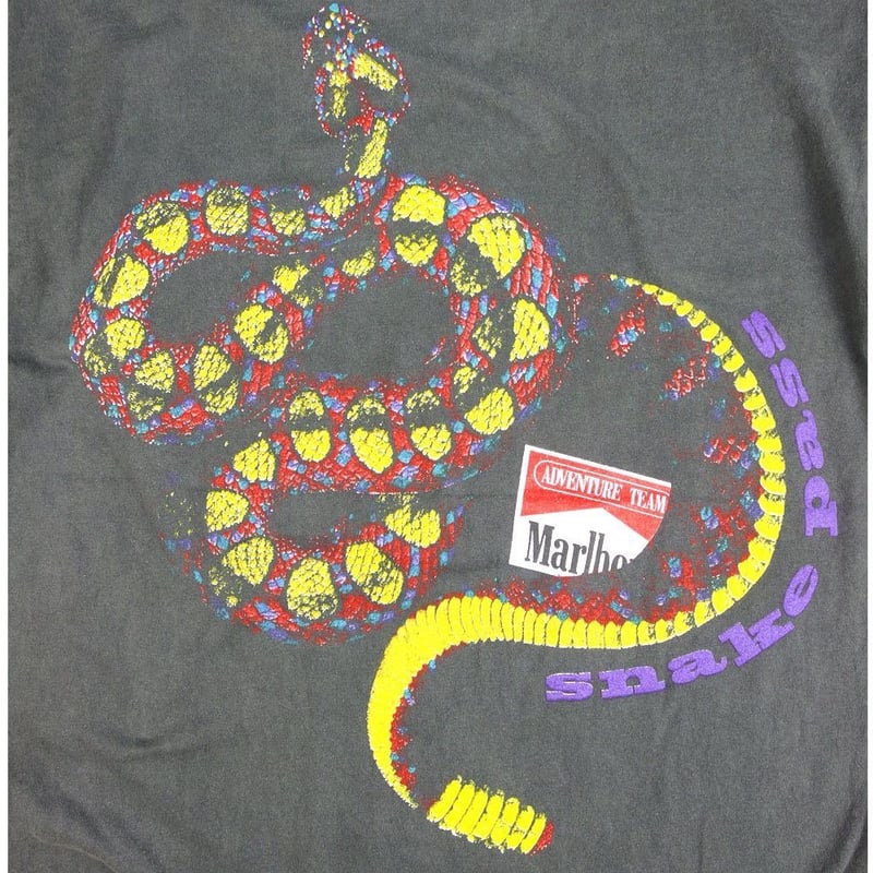 Marlboro マールボロ Tシャツ チャコール ポケ付き Snake Pass
