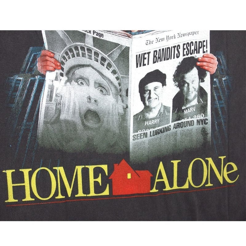 良品　USA製　90s ホームアローン　ヴィンテージTシャツ　映画　Hanes HOME ALONE ホームアローン Tシャツ 1990年 ムービー USA製 ブラック L
