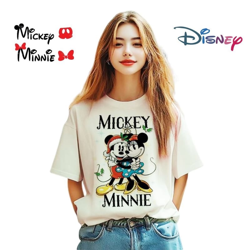Mickey ミッキーマウス Minnie ミニーマウス Tシャツ 半袖 アイボリー