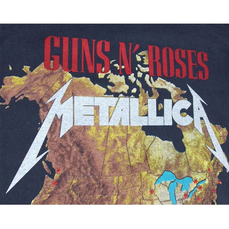 バンド t メタリカ ガンズ アンド ローゼズ tシャツ 本物 METALLICA GUNS N ROSES メタリカ ガンズ・アンド・ローゼス 豪華共演の92年ツアーTシャツ 入荷 ブランド品・古着の販売と買取は下北沢店