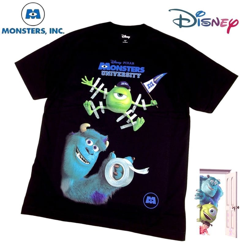 モンスターズインク Monsters Inc Tシャツ ブラック サリー マイク