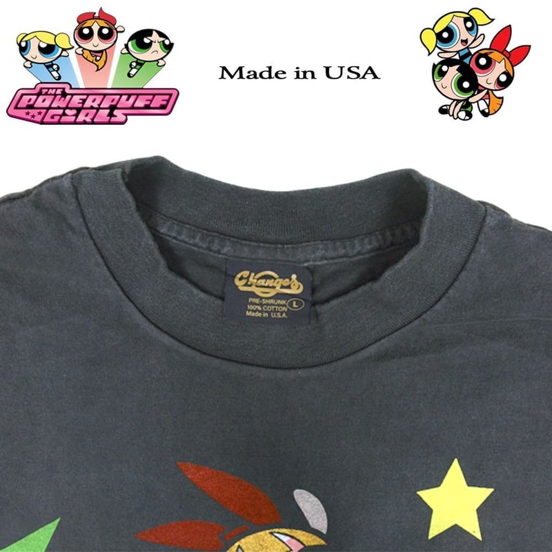 THE POWERPUFF GIRLS パワーパフガールズ Tシャツ ブラック Lサイズ