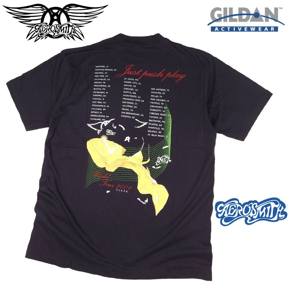 ‼️レア‼️エアロスミス　オリジナル　ロゴ　バンド　Tシャツ AEROSMITH エアロスミス Tシャツ GILDAN製 ブラック Lサイズ メンズ