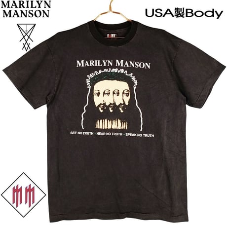 MARILYN MANSON マリリンマンソン Tシャツ USA製 半袖 ブラック ロックバンド ロックT バンドT キリスト メンズ レディース ロック フェス ミュージックT 126