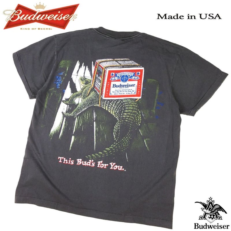 90s vintage バドワイザー半袖Tシャツビール 企業 ワニブラック L 90s vintage バドワイザー半袖Tシャツビール 企業 ワニブラック XL