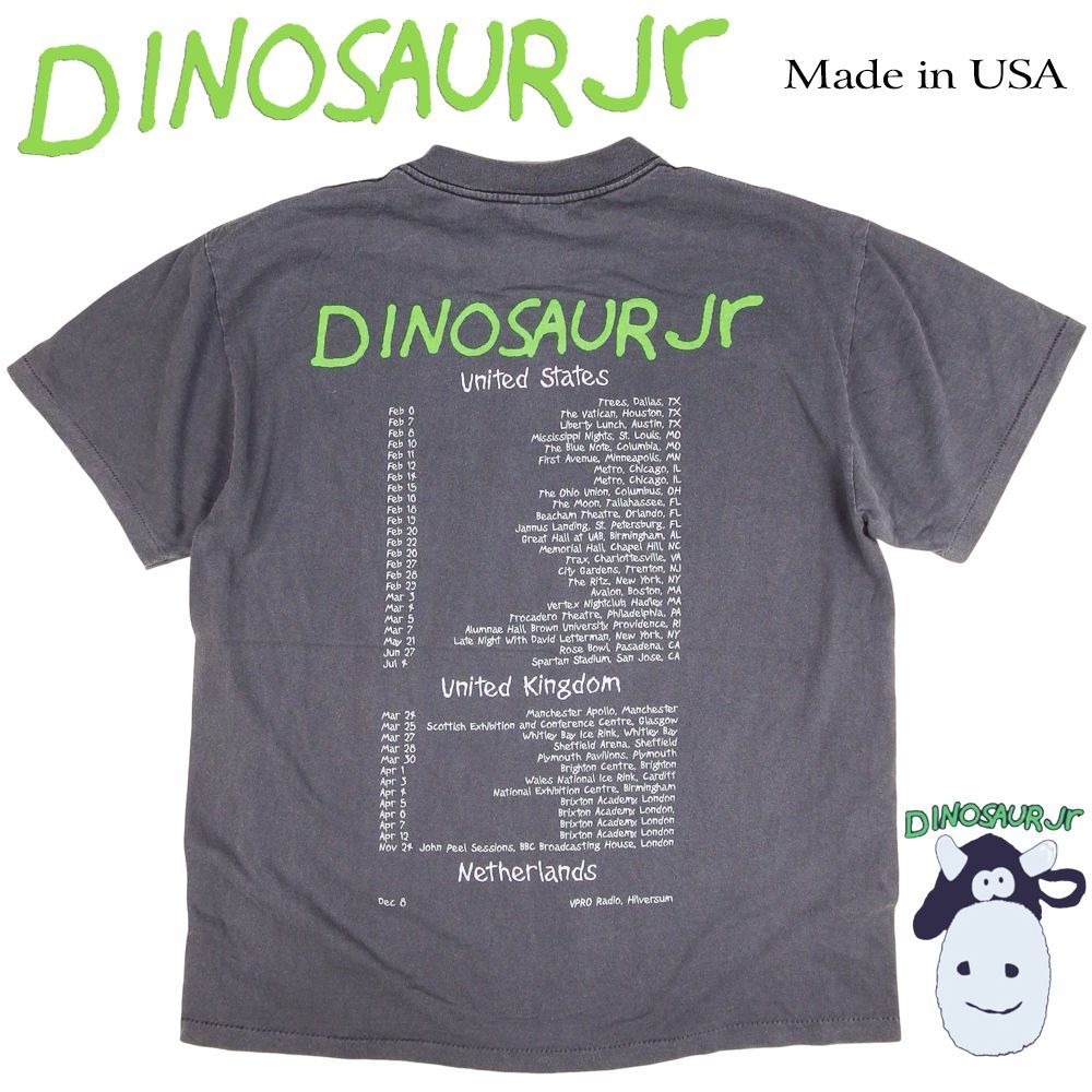 DINOSAUR Jr. Tシャツ ブルー　ダイナソージュニア　ロックTシャツ Dinosaur Jr ダイナソージュニア Tシャツ ブルドッグ USA チャコール