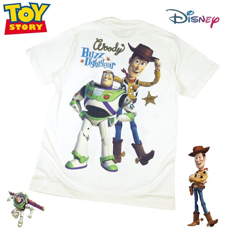 TOY STORY トイストーリー Tシャツ アイボリー ウッディ バズライト