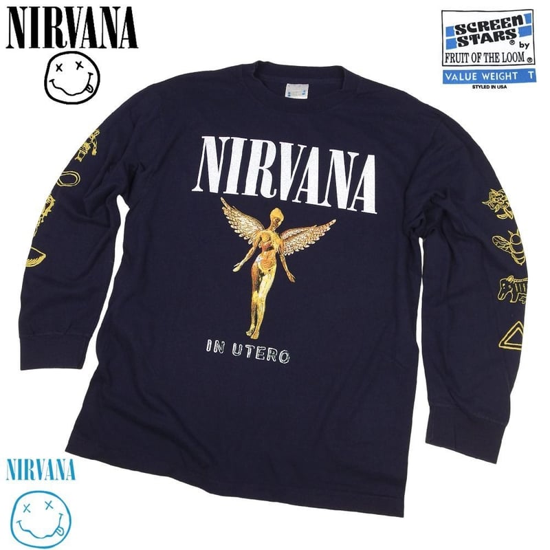 NIRVANA ニルバーナ ロンT 長袖 Tシャツ IN UTERO ネイビー