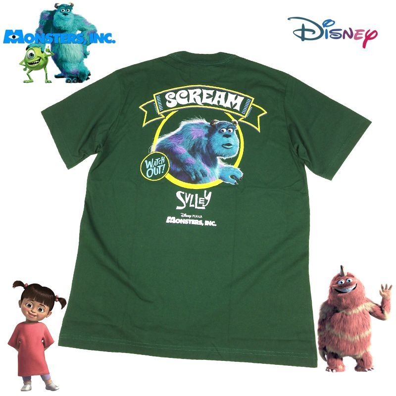 【激レア】USA製 DISNEY モンスターズインク プロモTシャツ 映画 モンスターズインク Monsters Inc Tシャツ グリーン サリー マイク