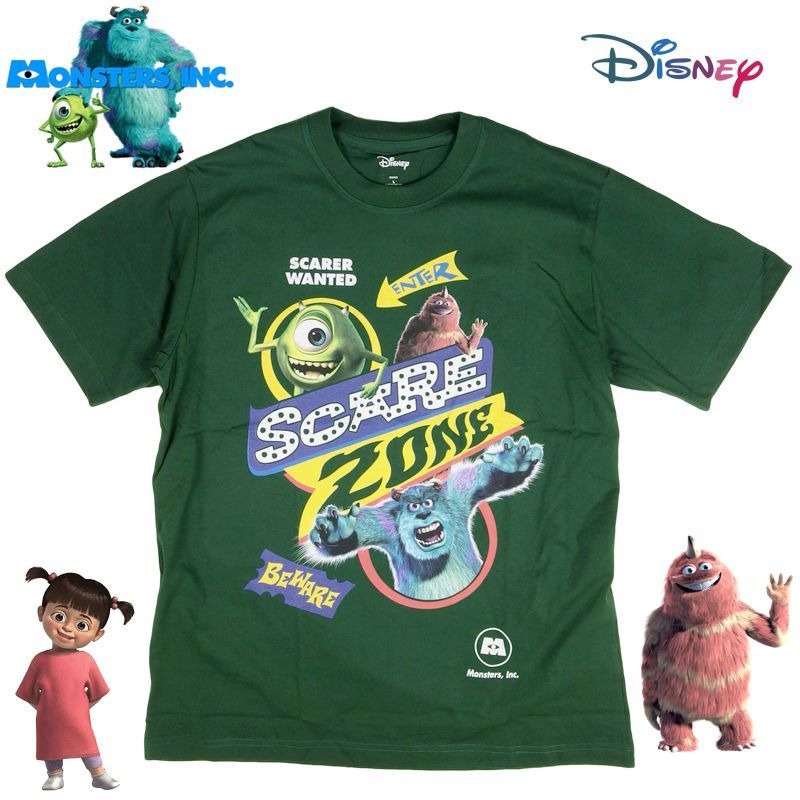 【激レア】USA製 DISNEY モンスターズインク プロモTシャツ 映画 モンスターズインク Monsters Inc Tシャツ グリーン サリー マイク
