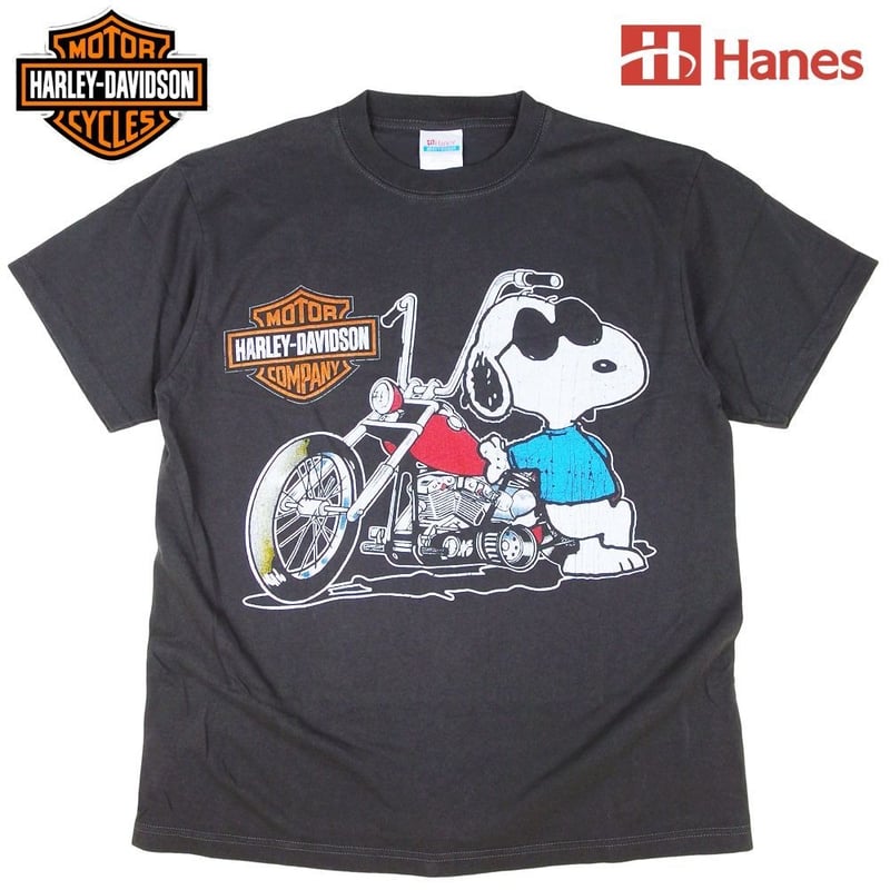 HARLEY DAVIDSON Tシャツ ハーレーダビッドソン Hanes製 チャコール Lサ