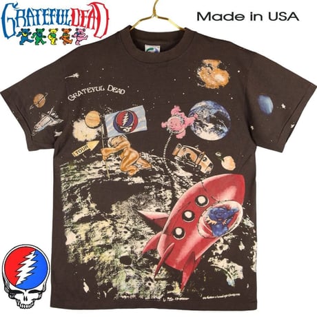 GRATEFUL DEAD グレイトフルデッド Tシャツ チャコール アメリカ製  ロックバンド ヒッピー サイケデリック デッドベア ロックT バンドT ツアーT ユニセックス 184