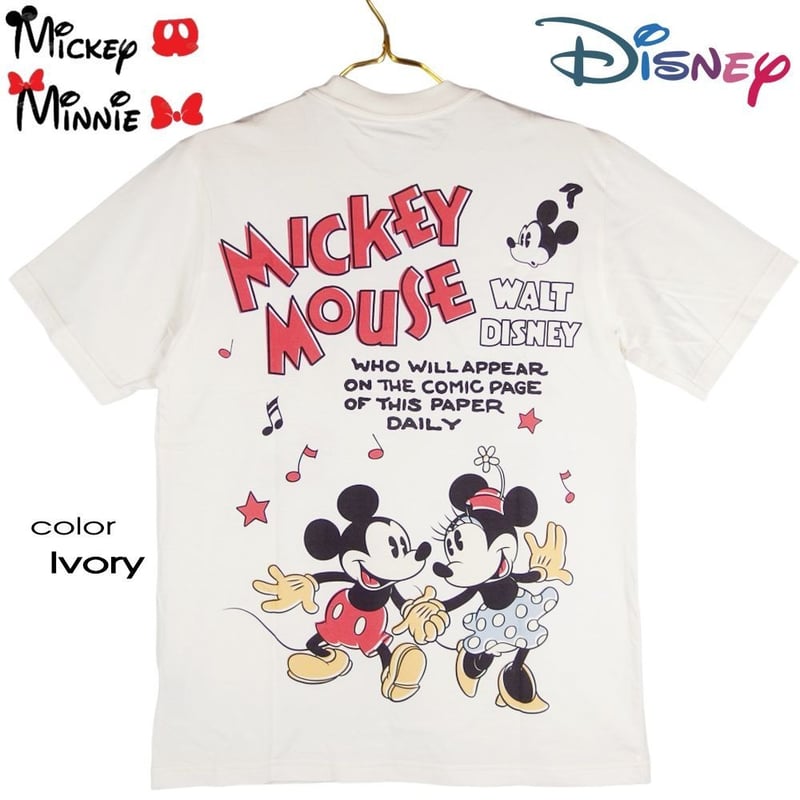 Mickey ミッキーマウス Minnie ミニーマウス Tシャツ 半袖 アイボリー