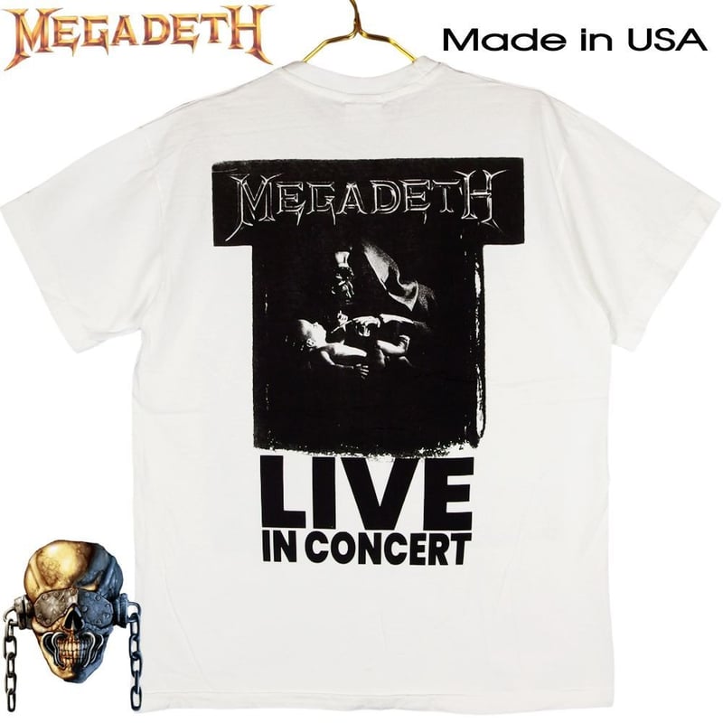 MEGADETH メガデス Tシャツ ホワイト Lサイズ 半袖 USA製 メタルバンド
