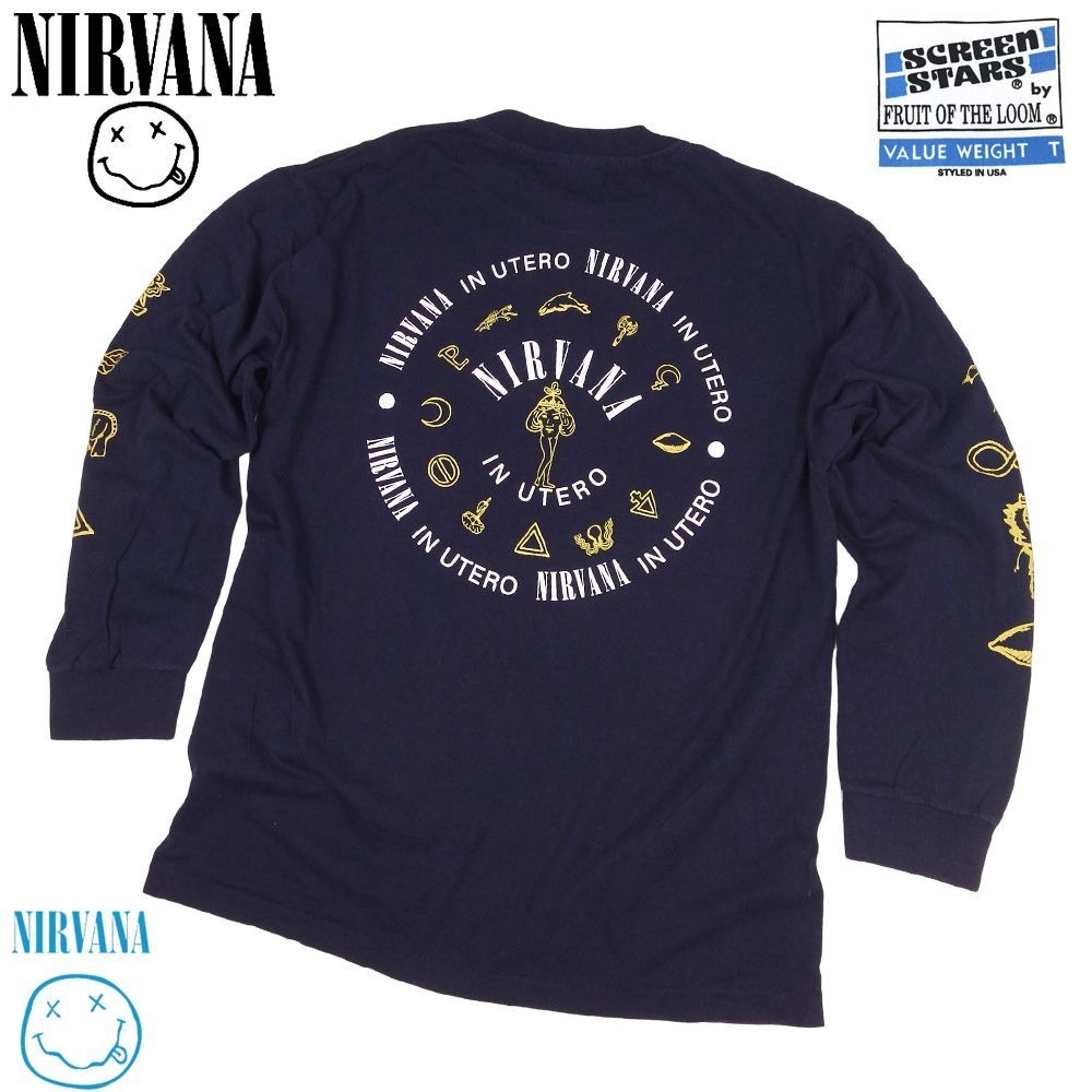NIRVANA ニルバーナ ロンT 長袖 Tシャツ IN UTERO ネイビー