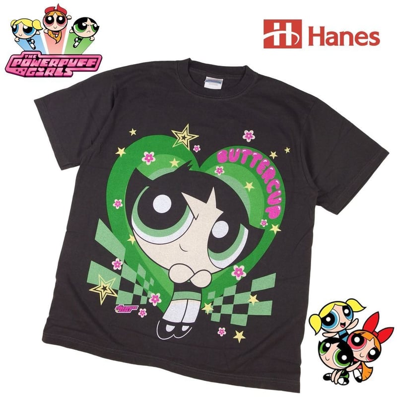 THE POWERPUFF GIRLS パワーパフガールズ Tシャツ チャコール Lサイズ T