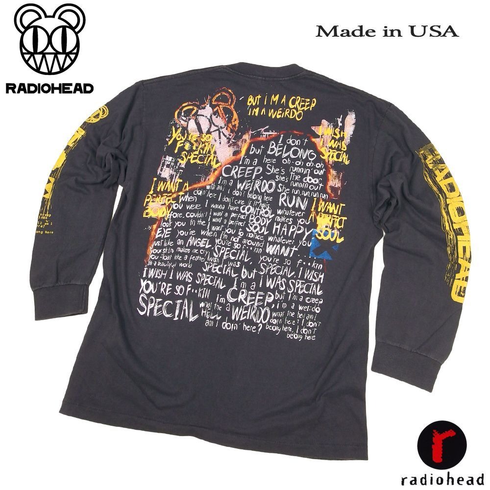 radiohead レディオヘッド ロンT 長袖 Tシャツ ブラック Lサイズ Made