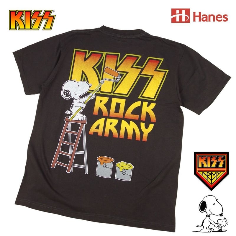 KISS キッス Tシャツ Hanes製 チャコール バンドT PEANUTS ロックT 半袖