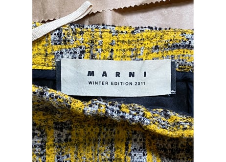 【美品】MARNI（マルニ）ツイードチェックプリントスカート / イエロー / レディース・サイズ38