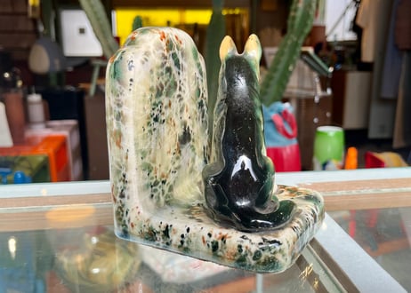【ビンテージ】陶器製 シェパード ブックエンド（2体セット）