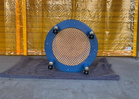 mobilia / 1960s Italian Vintage / Rattan Display Trolley / Blue