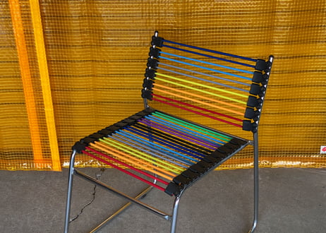 Post Modern / Sandows Style / Rainbow Rubber Cord Chair