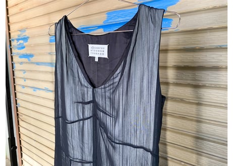 【美品】Maison Margiela / メゾン マルジェラ ノースリーブ フリンジドッキングワンピース / サイズ42（M相当）/ ブラック系 / レディース