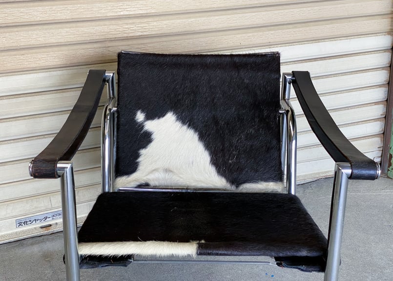 未使用　コルビジュエ　LC1 ル・コルビジェ/LC1スリングチェア【ポニースキン・スティールライン