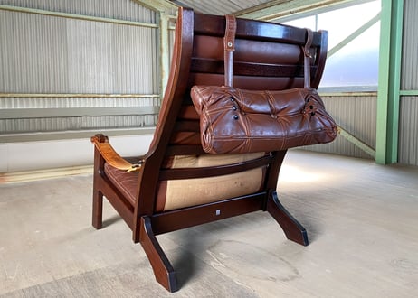 Hock（ホック）カンディハウス CONDE HOUSE シャーフ ハイバック ラウンジチェア & オットマン 本革 70's ビンテージ