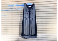 【美品】Maison Margiela / メゾン マルジェラ ノースリーブ フリンジドッキングワンピース / サイズ42（M相当）/ ブラック系 / レディース